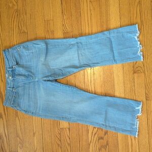 LOFT Blue Ankle Cropped Jeans with Distressed Hem